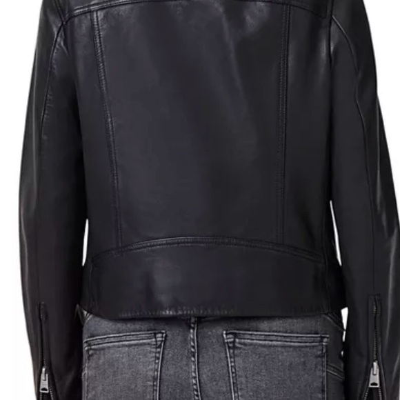 ALLSAINTS DOLBY BIKER SHEEP LEATHER JACKET BLACK SIZE 6 - Picture 12 of 12